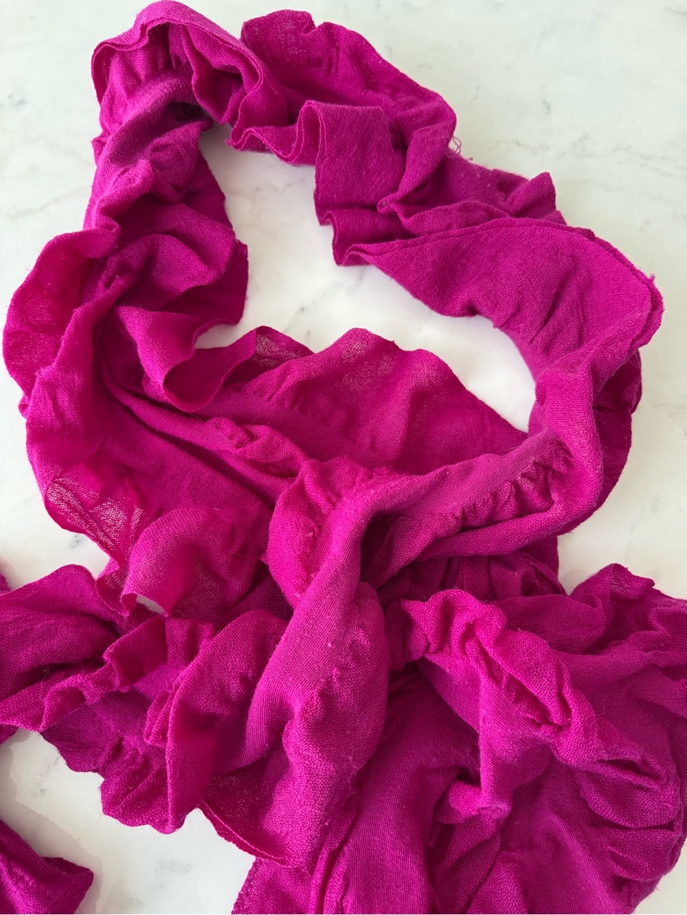 Fuchsia Ruffle Scarf | Lightweight Long Neck Wrap - Picture 2 of 3